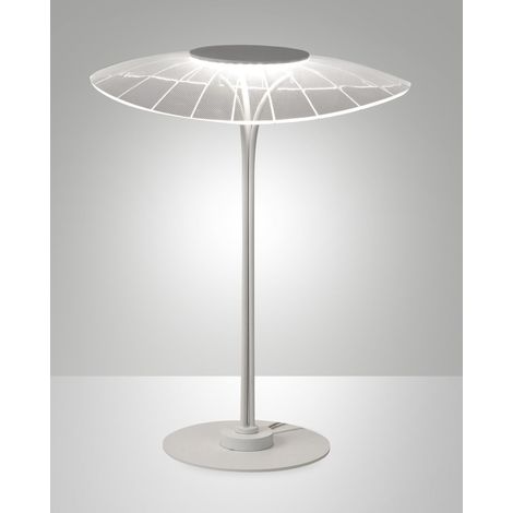 Lampada da tavolo Vela LED 12W 3000K 1100lm in Metallo e Metacrilato Bianco - Design Moderno Dimmerabile a step con Struttura Elegante