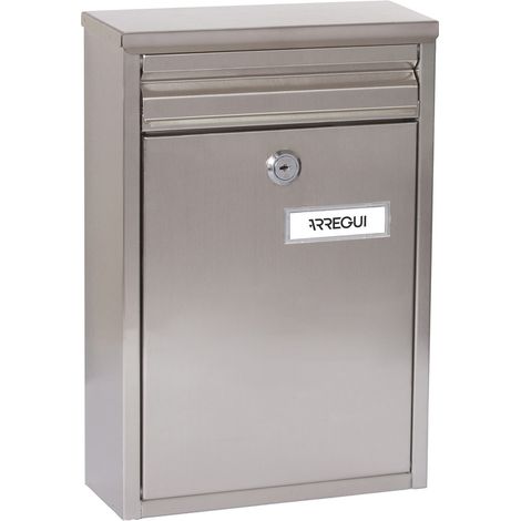ARREGUI Zaguán E5757 Buzón Exterior de Acero Inoxidable, Tamaño S (Correo DIN A5), Buzón de Pared Pequeño, Buzón de Correo con Boca Trasera Recogecartas, Anticorrosivo, Fácil de Instalar, Inox (1/5)