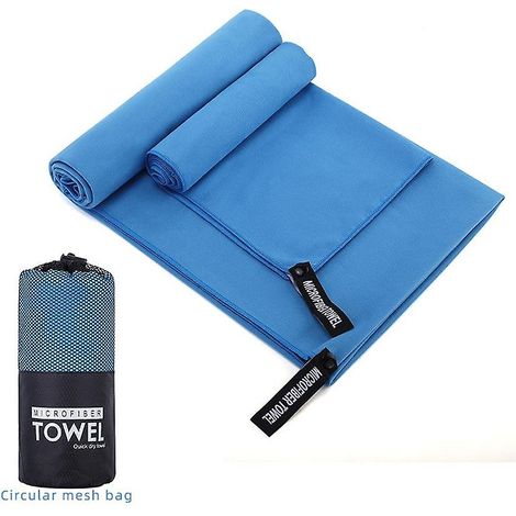 Serviette de voyage ultralégère en microfibre - Séchage rapide et compacte - Idéale pour le sport et les aventures - Disponible en 3 couleurs (bleu) (1/5)