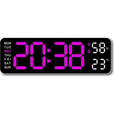 Grande horloge murale numérique, affichage LED extra large, passage automatique à l'heure d'été, date, température intérieure, horloge murale électronique 24 heures (1/4)