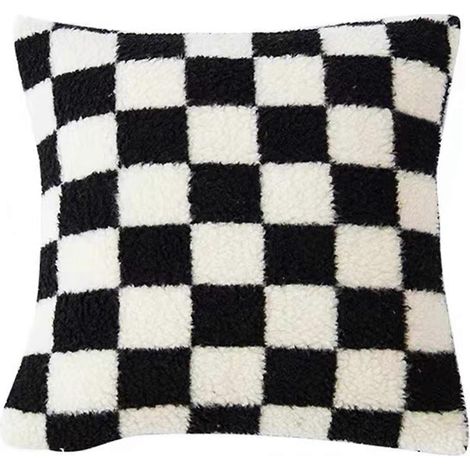 Housse de coussin ultra douce pour la décoration intérieure, coussin à carreaux à poils courts et moelleux pour canapé, coussin de canapé, coussin de sol (1/4)