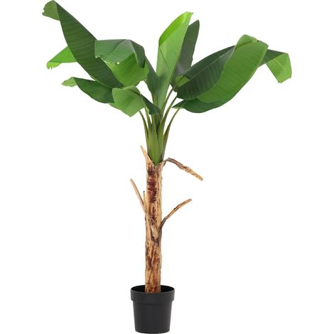 Bananier Artificiel Musa Plante Verte Tropicale Grandes Feuilles Réaliste 150 cm - PANGIVO (1/5)