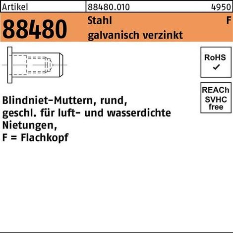 Ecrou à sertir R 88480 FLAKO M5 /3,0 -5,5 acier galv. 500 pièces