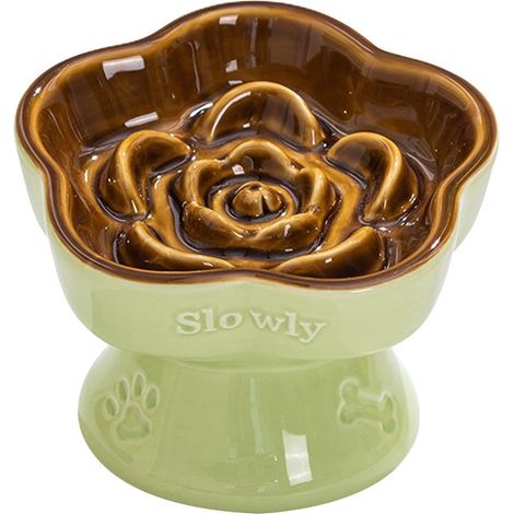 Bol Ralentisseur - Bol Céramique Pour Chats Et Petits Chiens - Design En Forme De Fleur - Capacité 150 ml - Hauteur Ergonomique - 1 Pièce (1/5)