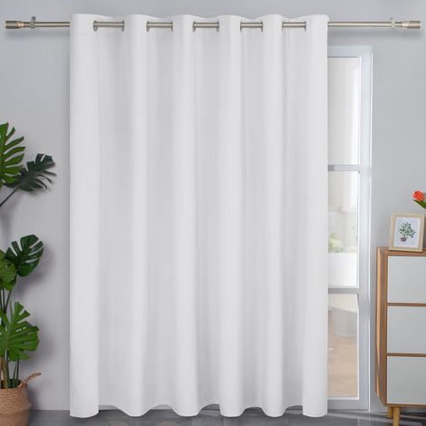 Rideau Aspect Lin 100% occultant, Extra Large, Rideau de Porte coulissante de terrasse, Rideau à Isolation Thermique Solide pour Chambre à Coucher, Salon (1 Panneau, Blanc) (1/5)