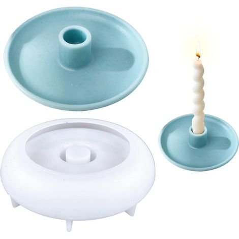Moule silikon bougeoir rond béton résine déco bougies chandelles flexible démoulage facile DIY artisanat (1/5)