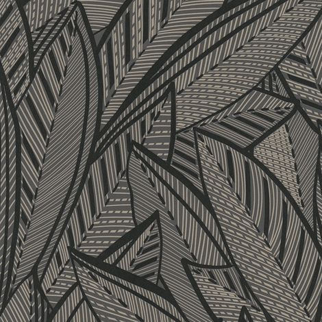 Papier peint à motifs graphiques Profhome 399334 papier peint intissé légèrement texturé avec des ornements floraux satiné noir argent anthracite 5,33 m2 (1/5)