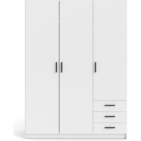 Armoire VEGA - Décor Blanc mat - 3 portes + 3 tiroirs - L 147 x P 49,6 x H 200,4 cm - TVILUM (1/5)