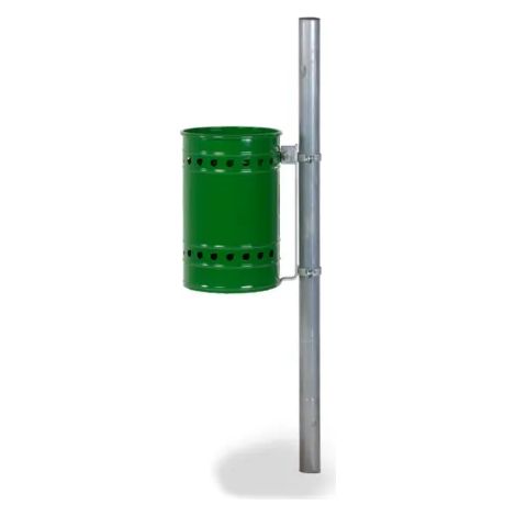 Cestino Milano Verniciato RAL 6002 Giochipark acciaio zincato &Oslash28x45h 28lt - Attacco per palo - Filo pavimento