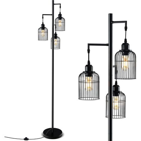 Lampada da terra a 3 luci 25 x 169 cm con interruttore a pedale design moderno atmosfera accogliente metallo nero 200021012