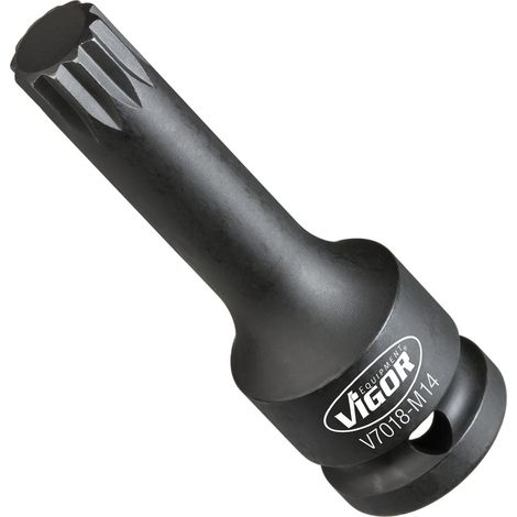 VIGOR Schlagschrauber Schraubendrehereinsatz, 1/2 (12,5 mm) Vierkant hohl, Innen Vielzahn Profil XZN, SW M14 (1/2)