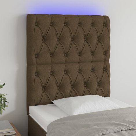 Tête de lit à LED - Design industriel - Pour Lit adulte - Marron foncé 80x7x118/128 cm Tissu Chic-906102 (1/5)