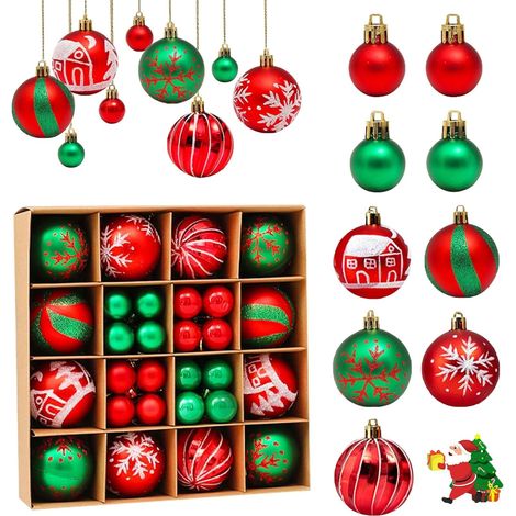 Christbaumkugeln aus Kunststoff, 44 Stück, Christbaumkugeln, Weihnachtsschmuck, funkelnde Christbaumkugeln (1/5)