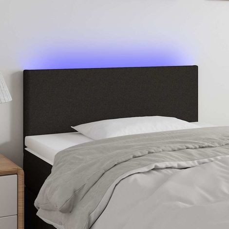 Tête de lit LED noire en tissu réglable avec bande USB 80 x 5 x 78/88 cm - PANGIVO (1/5)