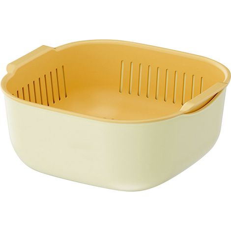 Panier de lavage de Fruits et légumes, bassin de vidange en plastique épais à Double couche pour la cuisine, vert de petite taille (1/5)