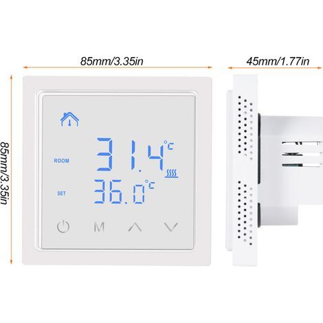 Thermostat intelligent 16 A pour chauffage au sol – écran tactile LED, tension 85-265 V, contrôle précis de la température (1/5)