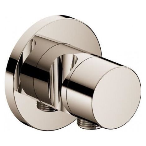 Robinet Keuco IXMO 59541, robinet d'arrêt avec raccord de flexible et support de douchette encastré, rosette ronde, poignée IXMO Pure, Coloris: Nickel poli - 59541040201