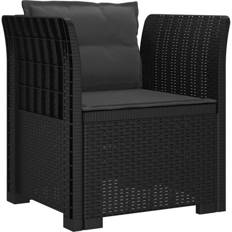 Fauteuil individuel avec coussin d'assise texturé rotin, en polypropylène (PP), gris anthracite. (1/5)