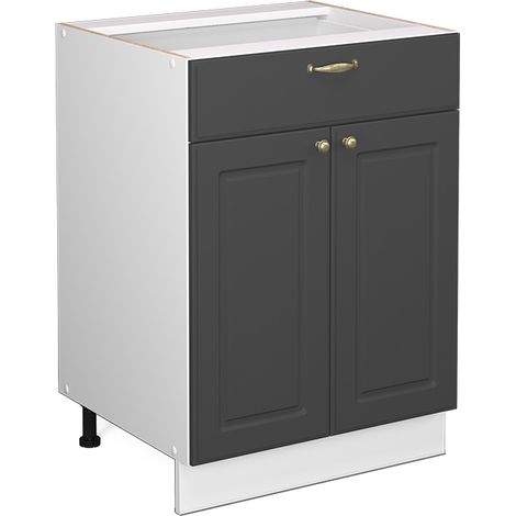 Cassettiera da bagno Fame-Line, Antracite-oro, 60 x 81.6 cm con cassetto, senza piano di lavoro, Vicco