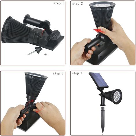 Projecteur Solaire Extérieur 180° Réglable Auto On/Off Drapeau Pole Light Étanche Sécurité Mur/Lumière Au Sol Pour Jardin Piscine Zone Arbres Étang Paysage Et Cour (1/5)