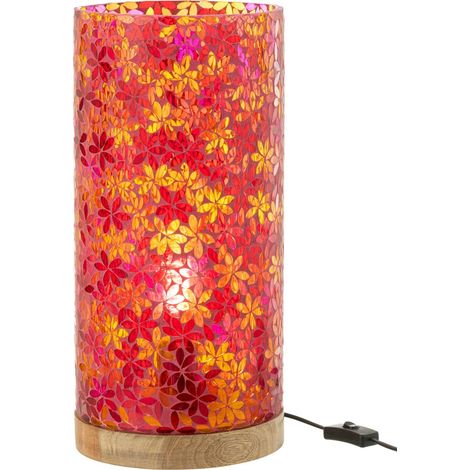 Lampe fleur mosaïque en verre rose ambiance chaleureuse - Rose mosaïque fleur multicolore (1/5)