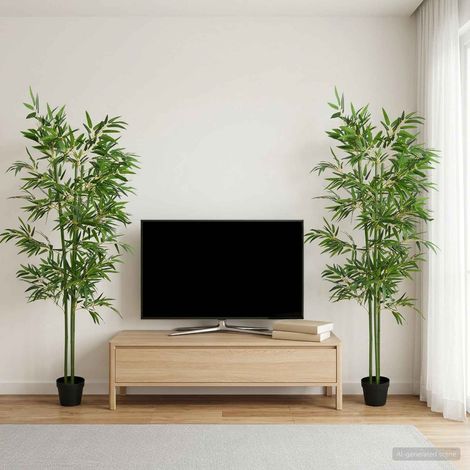 Teenpull – Kunstbambusbaum 2 stk. Grün 60 x 18 x 190 cm Stoff und Bambus (1/5)
