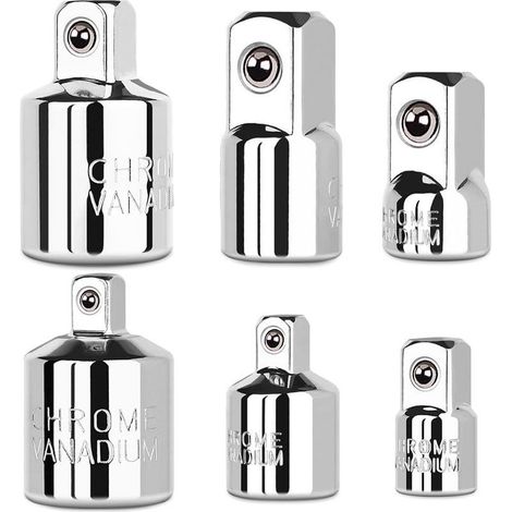 Ensemble de 6 adaptateurs et réducteurs pour douilles, 1/4", 3/8", 1/2", en acier au chrome vanadium, kit d'extension/conversion pour l'entretien automobile (1/5)