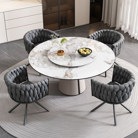 Set di 4 sedie da sala da pranzo in velluto beige con seduta imbottita e gambe in metallo nero (1/5)