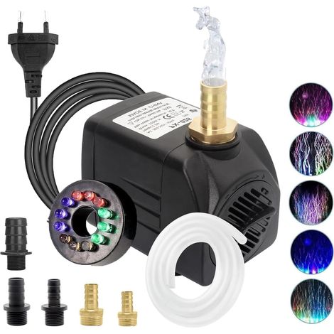 Pompe à Eau Submersible 25W, 2000 L/H Pompe a Eau Ultra Silencieuse Pompe de Bassin Submersible pour Bassin, Fontaine de Jardin Aquarium avec 5 Buses 1.5M Tuyau Flexible Transparent (1/5)