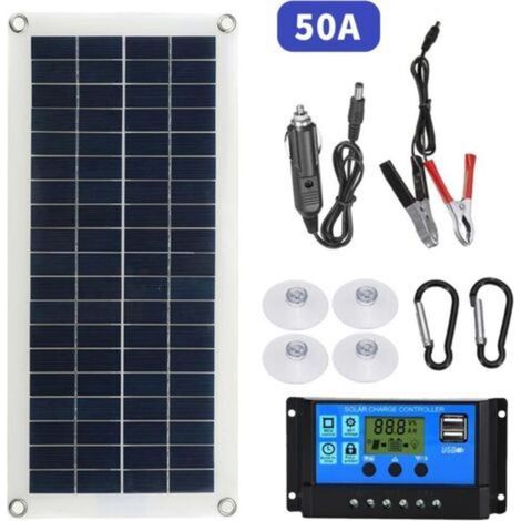 Panneau Solaire 300W 12V 24V Panneau Solaire Flexible Monocristallin Cellule Module avec Contrôleur de Charge Solaire pour Bateau RV Camping Car Voiture (1/4)