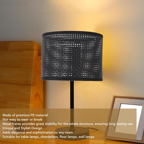 Abat-jour cylindre perforé retro pour ampoules E27/E14 - Structure en métal et tissage PE - Diamètre 16cm/Haut 12cm (1/5)