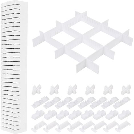 Lot de 10 séparateurs de tiroir réglables en plastique pour la maison, la cuisine, le bureau - 40,5 x 5 cm (1/5)