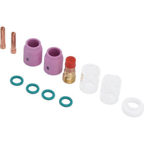 12-teiliges WIG-Schweißzubehör-Set mit Gaslinse, Keramikdüse und Spannzange für WP‑17/18/26 (1/5)