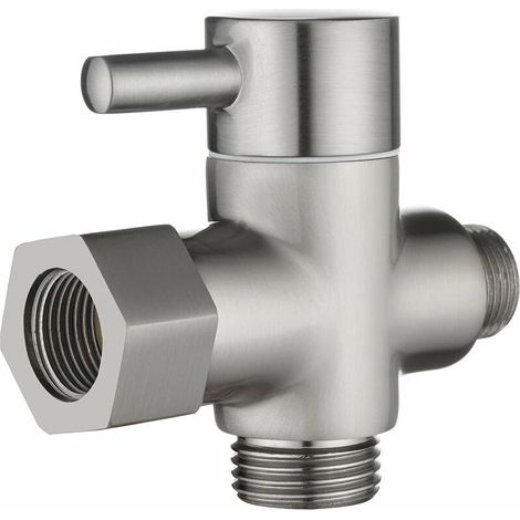 3/8"-12/17 T 3-Wege-Ventiladapter aus Massivem Messing Umschaltventil für Küche Badezimmer Dusche Nickel
