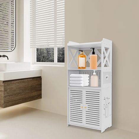 YISSALE-Badezimmerschrank Regal 90x40x25cm Bibliothek mit Tür Vertikale Bibliothek Würfelbibliothek Aufbewahrungsregal Weiß (1/5)