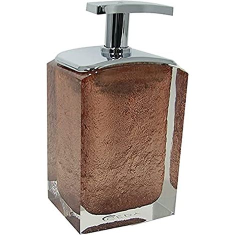 Gedy Marrone, G-Antares dosasapone, Dimensioni 15,5X8X6,2 CM Peso 0,372 kg, Dispenser Sapone Bagno in Resina Resistente di Alta qualità, Design R&S Fatto a Mano, 2 Anni di Garanzia, 6.2X8X15.5 (1/4)