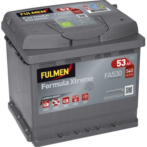 Batterie Plomb 12V 53Ah (207x175x190) +D Démarrage Fulmen (FB500)