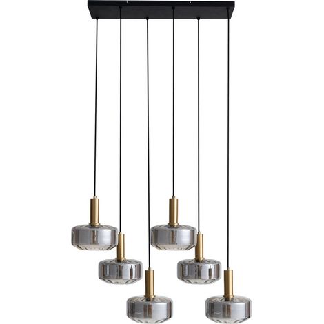 [GEBRAUCHT] B-Ware Lindby Hängeleuchte Pendelleuchte Lampe Leuchte Hildur Rauchgrau Glas 6flg ø2710