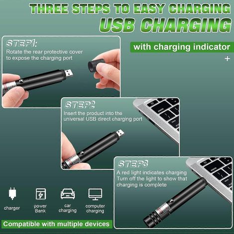 Lampe torche rechargeable portable d'extérieur : Randonnée, camping, astronomie, lumière verte (1/2)