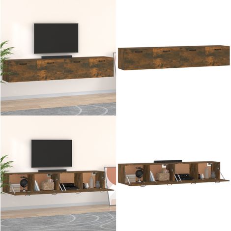 Wandschränke 2 Stk. Räuchereiche 100x36,5x35 cm Holzwerkstoff - Hängeschrank - Wandschrank - Regal - Aufbewahrungsraum - Wohnzimmer Dekoration - Home & Living (1/5)