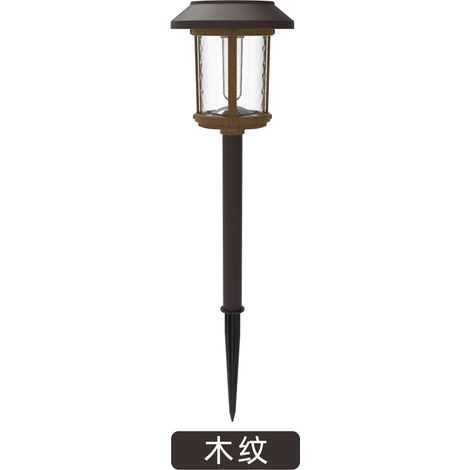 Lampe solaire de jardin LED à piquer avec projection goutte d'eau, étanche, éclairage de chemin, capteur crépusculaire, HW-6181, finition bois (1/5)