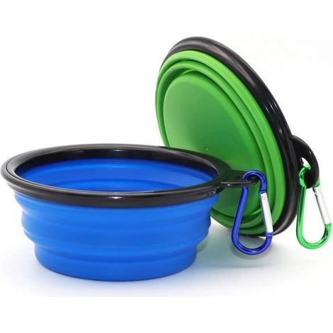 Gamelle pliable et portable LEYTN pour chien - 350 ml - Bleue - Idéale pour les voyages et la randonnée - Facile à nettoyer (1/4)