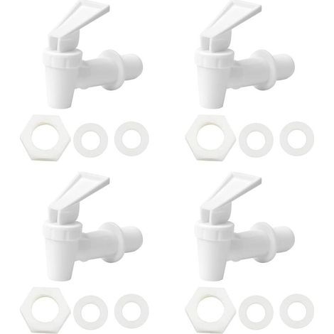 Lot de 4 distributeurs de boissons en plastique - Robinet de rechange pour distributeur d'eau - Convient pour boissons froides et chaudes, fût de bière, verre, café, jus, fontaine à boire, noir et (1/5)