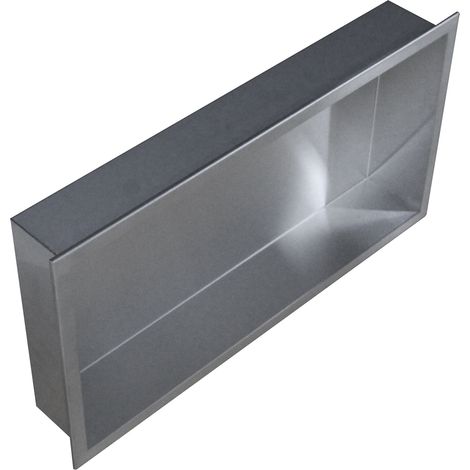Bernstein – Niche murale de douche en acier inoxydable brossé 60x30x10cm – Installation encastrée – Étanche et inoxydable – Rangement pratique - BS603010Acier