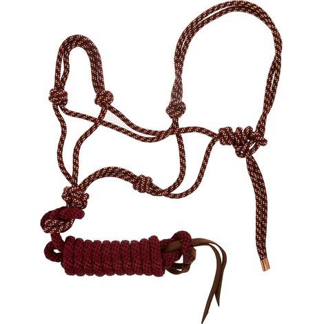 1 Licol Et Longe Cheval Corde Polyester Tressée Motif Diamant Muserolle Double Équitation (1/4)
