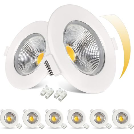 Lot de 8 Spot Encastrable,Dimmable LED COB 10W,Trou 65-88mm,Blanc Chaud 3000K,Cuisine Salon
