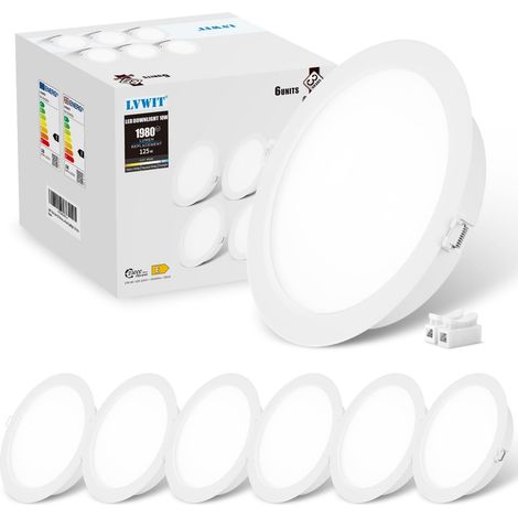 Spot Led Encastrable, 18W Spots Encastrable Salle de Bain Équivalent à 125W, Éclairage Plafond Encastré, 4000K Blanc Neutre, IP44 Éclairage de Plafond φ173MM, Lot de 6 (1/5)
