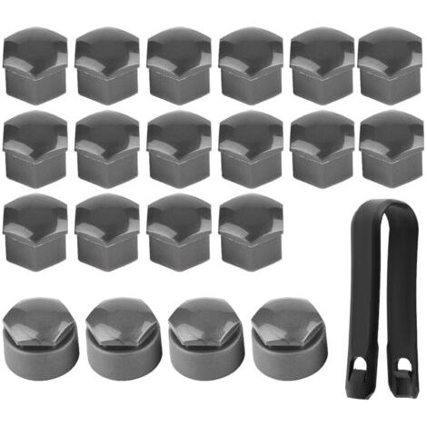 QORVA- Lot de 20 écrous de roue 17mm – Protection antivol en ABS – Couvercles gris pour vis de moyeu – Compatible avec la plupart des voitures