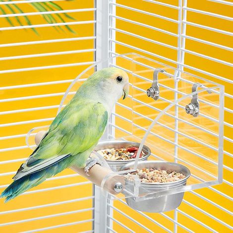Acrylic Double Bowl Bird Food Basin Separate Food Water Design for Pet Birds (1/4)
