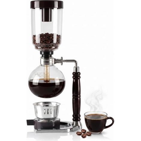 Portable Japanese Coffee Siphon, Heat Resistant Glass Filter Kit, Home Made Siphon for Home Baristas Stainless Steel (Black) (1/5)